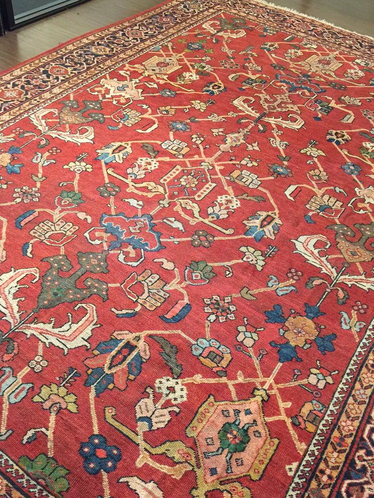 a108 - Antique Mahal Rug (8'8'' x 12'2'') | OAKRugs by Chelsea wool bohemian rugs, good quality wool rugs, vintage wool braided rug