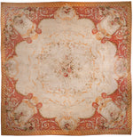 a132 - Antique Aubusson Rug, Circa 1780 (18' x 18') | OAKRugs by Chelsea 100 percent wool area rugs, vintage braided rugs for sale, antique tapestry rugs
