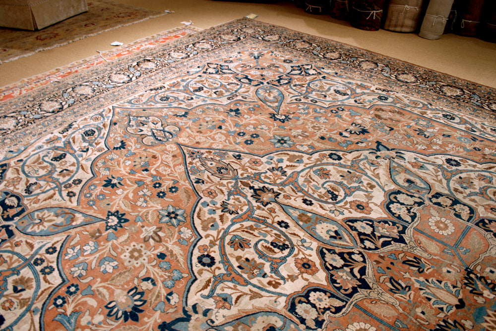 a148 - Antique Tabriz Hajalili Rug (15' x 22')