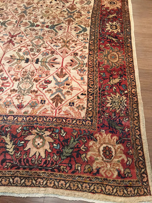 a188 - Antique Mahal Rug (8'8'' x 12'3'') | OAKRugs by Chelsea wool bohemian rugs, good quality wool rugs, vintage wool braided rug