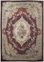 a245 - Antique Aubusson Rug, Circa 1850 (9' x 12') | OAKRugs by Chelsea 100 percent wool area rugs, vintage braided rugs for sale, antique tapestry rugs