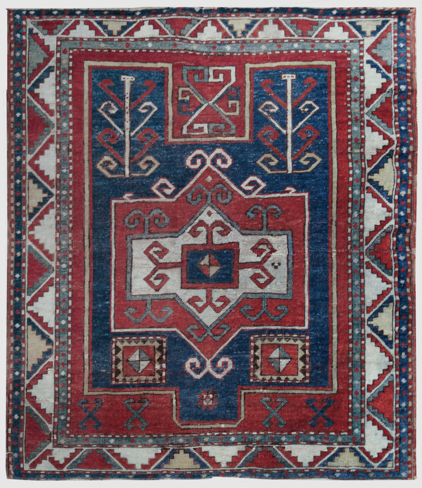 a60 - Vintage Kazak Rug (3'8'' x 4'2'') | OAKRugs by Chelsea affordable wool rugs, handmade wool area rugs, wool and silk rugs contemporary