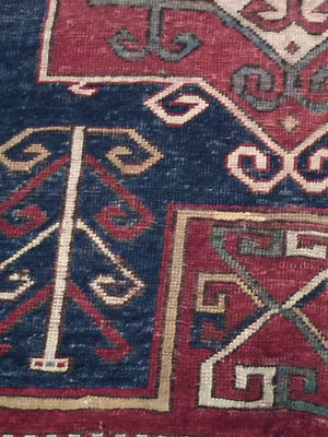 a60 - Vintage Kazak Rug (3'8'' x 4'2'') | OAKRugs by Chelsea wool bohemian rugs, good quality wool rugs, vintage wool braided rug