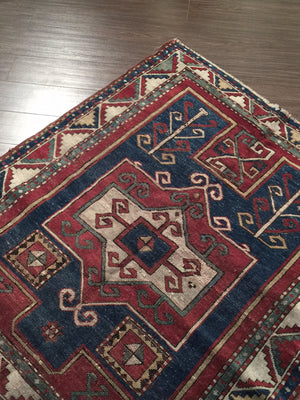 a60 - Vintage Kazak Rug (3'8'' x 4'2'') | OAKRugs by Chelsea high end wool rugs, hand knotted wool area rugs, quality wool rugs