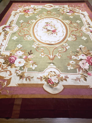 a69 - Antique Aubusson Rug, Circa 1790 (11' x 14') | OAKRugs by Chelsea second hand wool rugs, wool area rugs traditional, classical antique European rugs