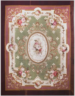 a69 - Antique Aubusson Rug, Circa 1790 (11' x 14') | OAKRugs by Chelsea 100 percent wool area rugs, vintage braided rugs for sale, antique tapestry rugs