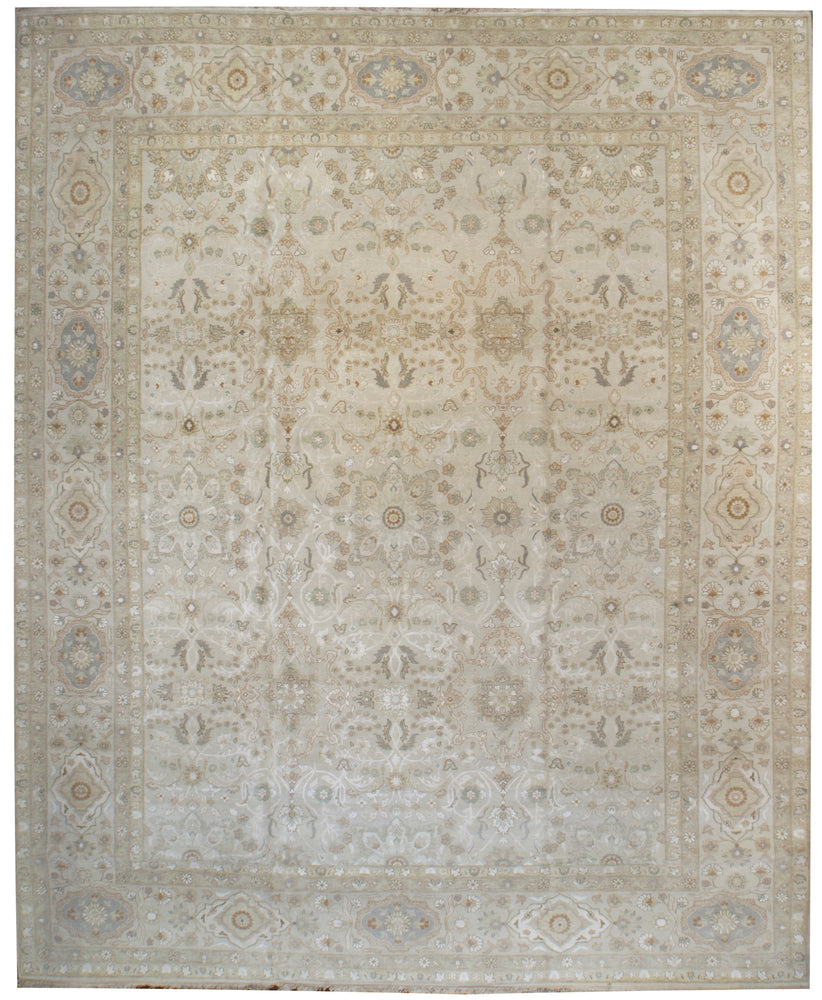 k5001 - Transitional Tabriz Rug (Wool and Silk) - 12' x 15' | OAKRugs by Chelsea affordable wool rugs, handmade wool area rugs, wool and silk rugs contemporary