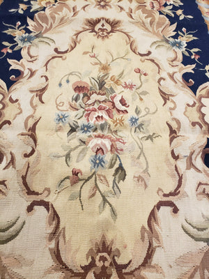 n219 - European Aubusson Rug (Wool) - 3' x 12' | OAKRugs by Chelsea second hand wool rugs, wool area rugs traditional, classical antique European rugs
