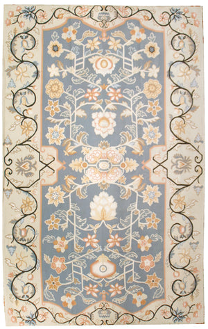 n403 - European Aubusson Rug (Wool) - 6' x 9' | OAKRugs by Chelsea 100 percent wool area rugs, vintage braided rugs for sale, antique tapestry rugs
