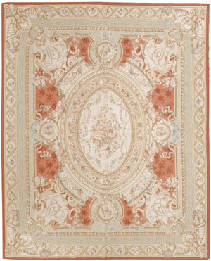 n460 - European Aubusson Rug (Wool) - 8' x 10' | OAKRugs by Chelsea 100 percent wool area rugs, vintage braided rugs for sale, antique tapestry rugs