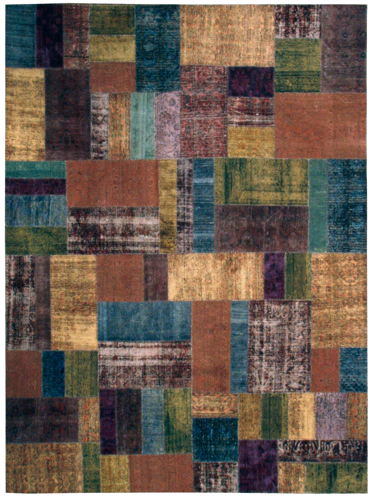 n6042 - Transitional Patchwork Rug (Wool) - 10' x 14' | OAKRugs by Chelsea inexpensive wool rugs, unique wool rugs, wool rug vintage
