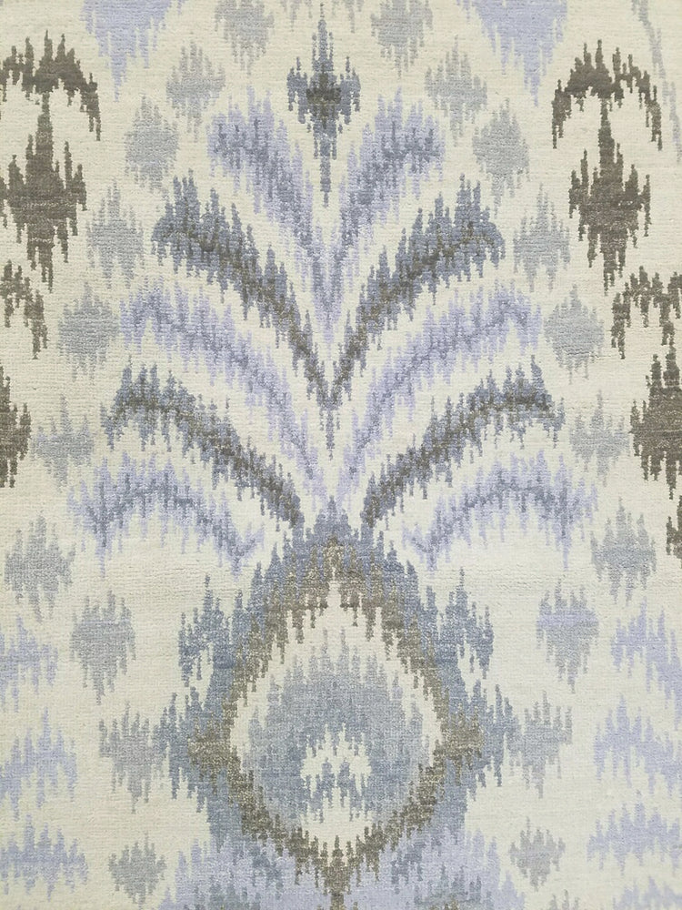 n6084 - Transitional Ikat Rug (Wool) - 8' x 10' | OAKRugs by Chelsea wool silk rugs contemporary, handmade modern wool rugs, wool silk area rugs contemporary