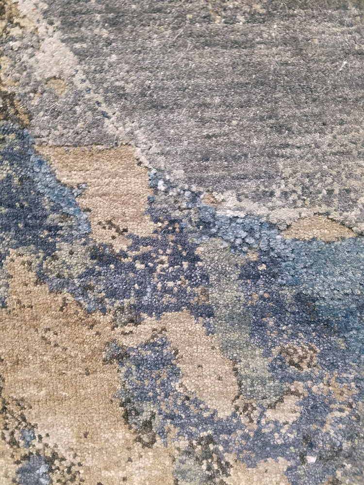 n6158 - Contemporary Abstract Rug (Wool and Silk) - 8' x 10' | OAKRugs by Chelsea wool silk rugs contemporary, handmade modern wool rugs, wool silk area rugs contemporary