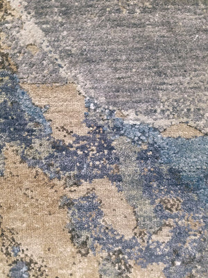 n6158 - Contemporary Abstract Rug (Wool and Silk) - 8' x 10' | OAKRugs by Chelsea wool silk rugs contemporary, handmade modern wool rugs, wool silk area rugs contemporary