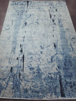 n6169 - Contemporary Abstract Rug (Wool) - 6' x 9' | OAKRugs by Chelsea wool silk rugs contemporary, handmade modern wool rugs, wool silk area rugs contemporary