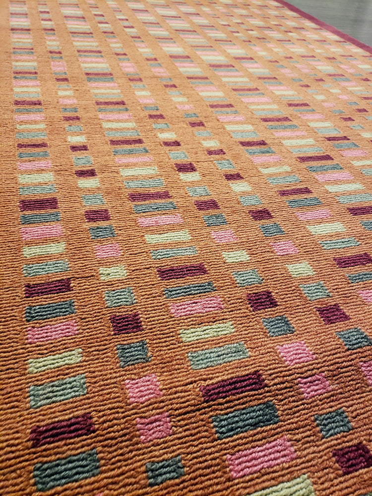 n6234 - Contemporary Block Rug (Wool) - 4' x 16' | OAKRugs by Chelsea wool silk rugs contemporary, handmade modern wool rugs, wool silk area rugs contemporary
