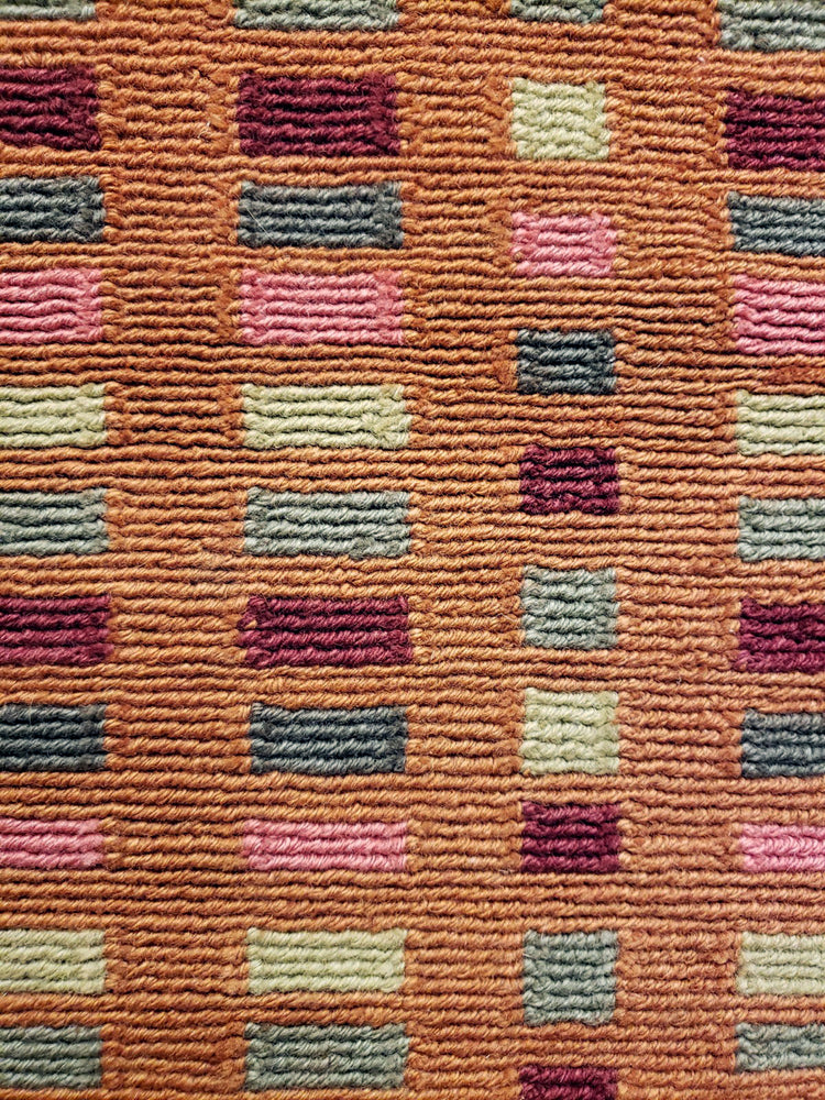 n6234 - Contemporary Block Rug (Wool) - 4' x 16' | OAKRugs by Chelsea wool silk rugs contemporary, handmade modern wool rugs, wool silk area rugs contemporary