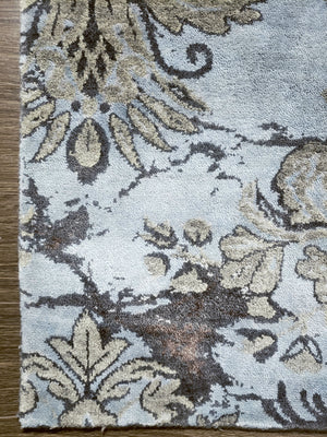 n6239 - Transitional Damask Rug (Wool and Bamboo) - 9' x 12' | OAKRugs by Chelsea wool silk rugs contemporary, handmade modern wool rugs, wool silk area rugs contemporary